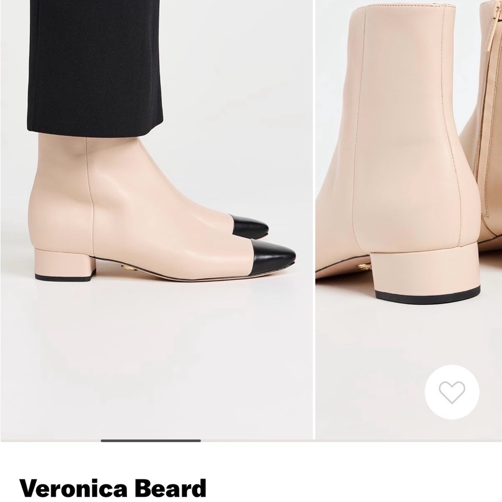 Veronica Beard Two-Tone Ankle Boots in Beige and Black - Cecile Booties